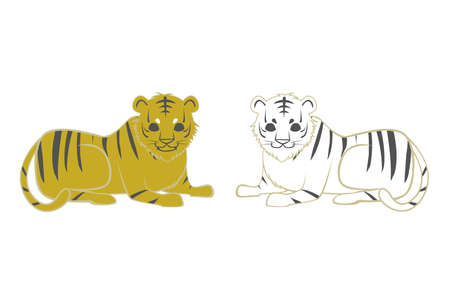 Illustration of Tiger (White Tiger) Chinese Zodiac Animalのイラスト素材