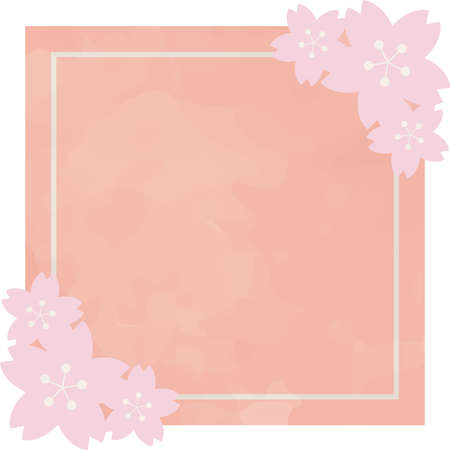 Cherry blossom motif square frame illustrationのイラスト素材