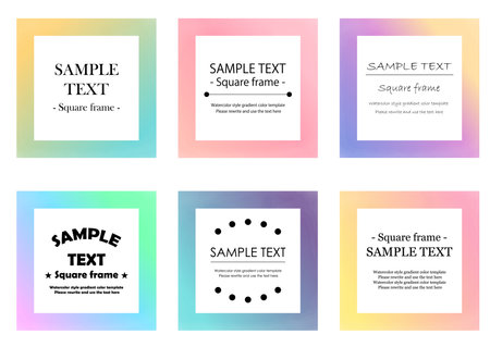 Watercolor Grade-style Banner Set Squareのイラスト素材