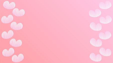 Background frame illustration with cute gradient heart floating in the skyのイラスト素材