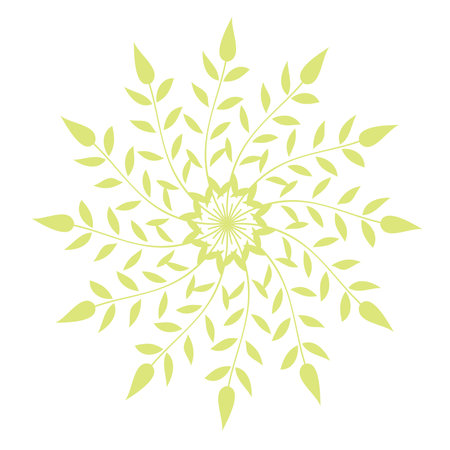 Illustration of circular geometric pattern with plant motifのイラスト素材