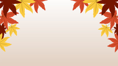 Background illustration frame of falling leaves with autumn leaves motifのイラスト素材