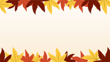 Background illustration frame of falling leaves with autumn leaves motifのイラスト素材