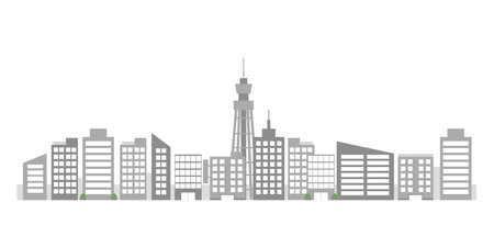 Illustration of a cityscape depicting an office districtのイラスト素材