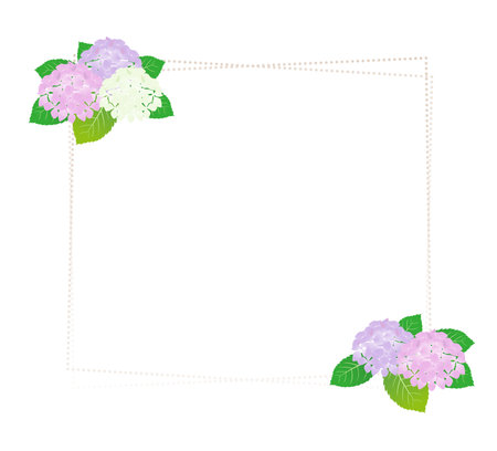 Colorful watercolor style hydrangea background frame illustrationのイラスト素材