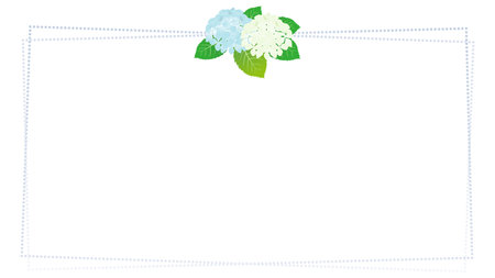 Colorful watercolor style hydrangea background frame illustrationのイラスト素材