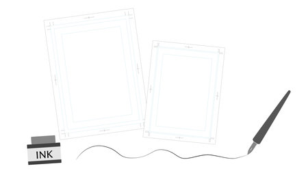 Illustration of manga manuscript paper, ink and dip penのイラスト素材