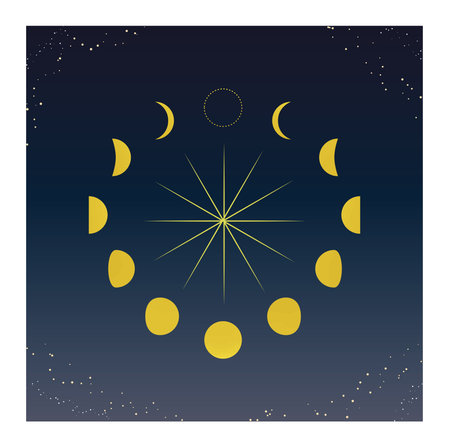 Illustration of the phases of the moonのイラスト素材