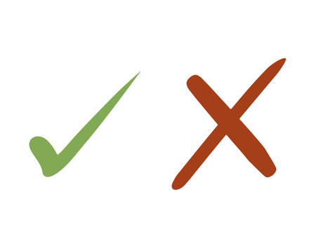 Hand-drawn check and cross icon setのイラスト素材