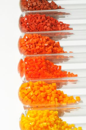 several masterbatches in test tubesの写真素材