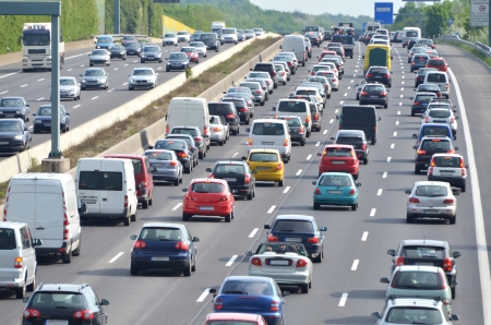 Traffic jam on german highway  Current discussion about toll collect for foreign cars due to the claim of bavarias prime minister Horst Seehofer