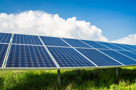 photovoltaik panels in the sun on field