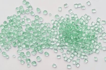 transparent plastic resins in two different granulations