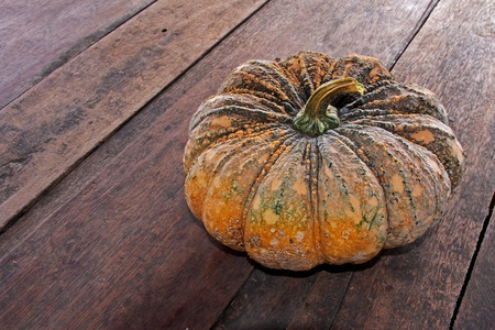 thai pumpkin on wooden boardの写真素材