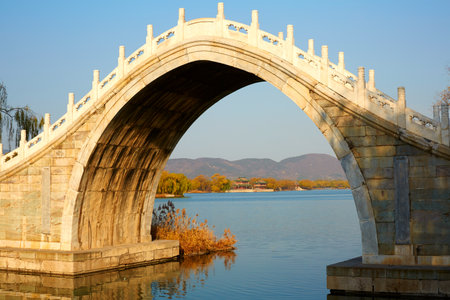 Xiuyi Bridge in Beijing Summer Palace, Chinaの写真素材
