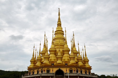 Xishuangbanna Grand Buddha Temple Scenic Area Pagoda Architecture, Yunnan, Chinaの写真素材