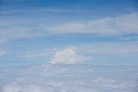 Aerial View of Sea of Clouds and Blue Sky Landscape Backgroundâ€‹