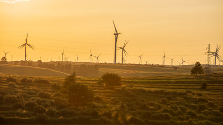 China Hebei Bashang Grassland wind turbines and ecological landscape