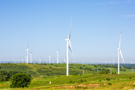 China Hebei Bashang Grassland wind turbines and ecological landscape