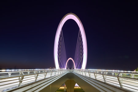 Nanjing Eye Pedestrian Bridge night view, China
