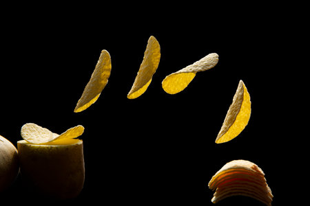 Snack concept photography from potato to chipsの写真素材
