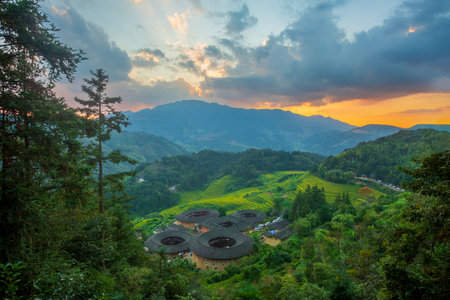 Tulou scenic spot in Nanjing County, Fujian, Chinaの写真素材
