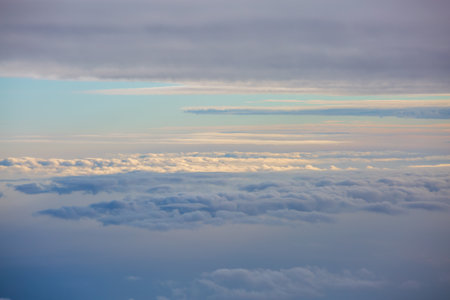 Aerial view of the sky, cloud seas and shadows