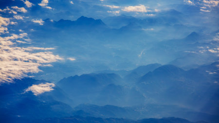 Aerial view of the mountains of Fuzhou, China