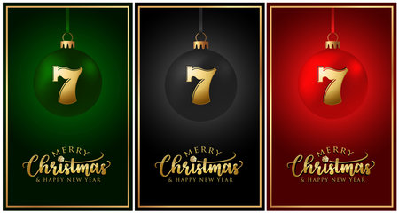 Casino Christmas balls - Greeting Cards - Merry Christmas Happy New Year - 777 Slot Gamblingのイラスト素材