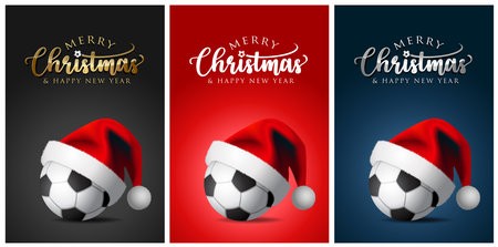 Basketball ball and Santa Claus hat. Merry christmas Card - vector design illustration on white Backgroundのイラスト素材