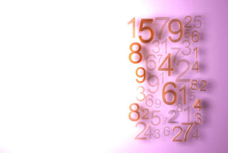 Numbers. Many numbers. In glassy style on soft color background. 3d Disorder of numbersの写真素材