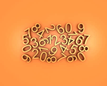 Numbers on orange and little bi yellow background の写真素材