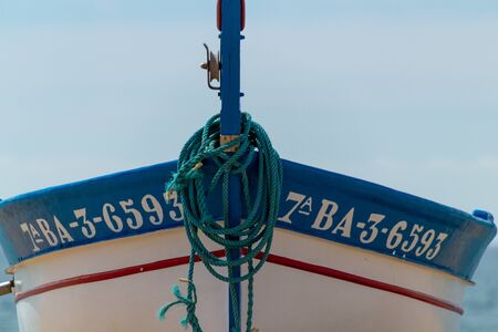 CALELLA, SPAIN - MAY 19, 2011: Front of rowboatのeditorial素材