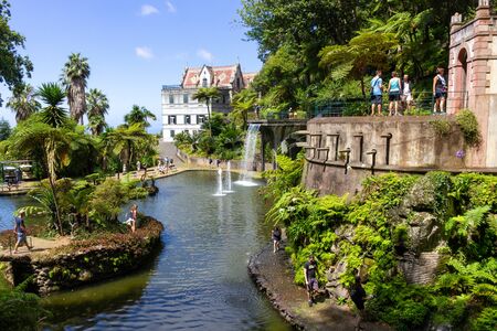 FUNCHAL, PORTUGAL - JULY 11, 2017: People enjoying one of the most beautiful gardens in the worldのeditorial素材