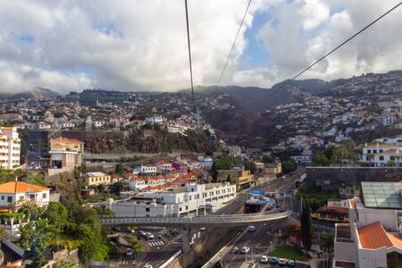 FUNCHAL, PORTUGAL - JULY 11, 2017: Cable car view over the city of Funchal to Monteのeditorial素材