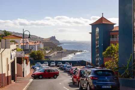 CANICO, PORTUGAL - JULY 12, 2017: Beautiful view over the coastline and hotels of Canico the baixoのeditorial素材
