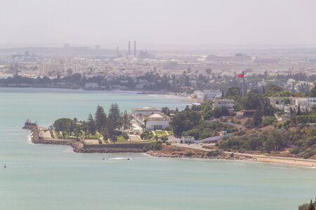 Carthage Palace seen from Sidi Bou Saidの写真素材