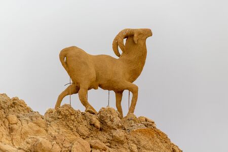 Buck sculpture at the mountain oasis of Chebika in Tunisiaの写真素材