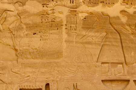 Hieroglyphs at Medinet Habu, this is a large and well preserved temple in Luxorの写真素材