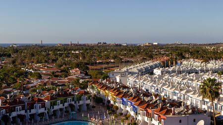 View over the resorts to the Meloneras coastlineの写真素材