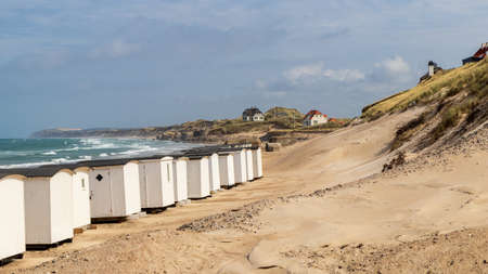 White beach houses in Denmarkの写真素材
