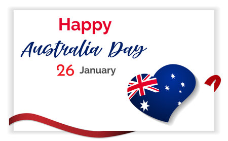 Happy Australia day lettering. Map of Australia with flag. Vector illustrationのイラスト素材