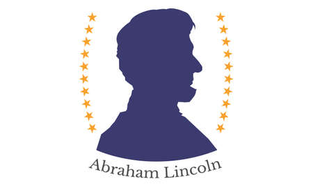 A vector illustration of a silhouette of the sixteenth President of the USA Abraham Lincoln on an white background.のイラスト素材