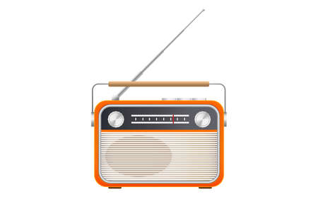 vector illustration of retro style orange radio on white backgroundのイラスト素材