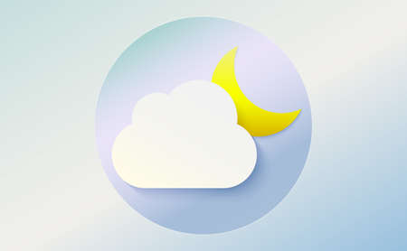 Weather icons of moon and cloud. Cartoon colorfull art vector illustration. Sticky symbol of forecast. Meteorological infographics sign. Web icon vector design. EPS10.のイラスト素材