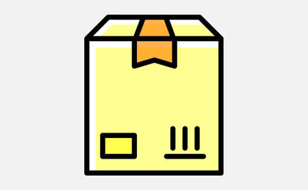 Cardboard cartoon box. Delivery and storage. vector illustration. Isolated on white background.のイラスト素材