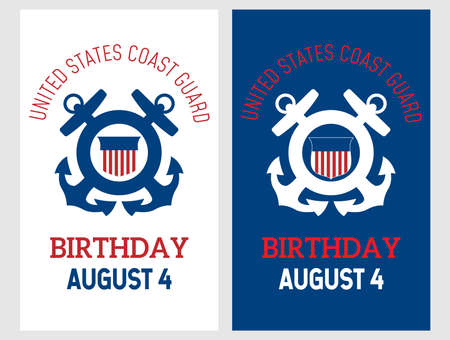 United States Coast Guard birthday. August 4. Poster, card, banner, background design in two variants. EPS 10.のイラスト素材