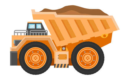 Dump truck with body full of soil on white background. EPS 10.のイラスト素材