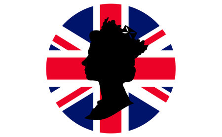 profile of royal person with the Union Jack on backgroundのイラスト素材