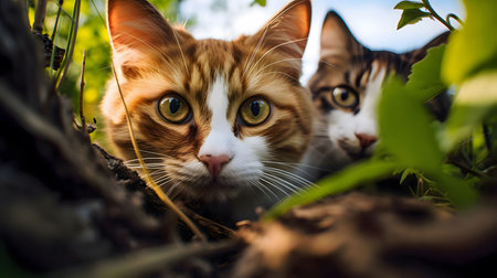 Close-up portrait of a cats looking into the cameraの素材